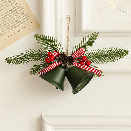 Decoratiune de Craciun pentru Brad, Flippy, Model 2 Clopotei de Craciun cu Crenguta de Brad, Decoratiune pentru Interior de Craciun, Verde mat - vivimall.ro
