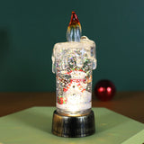 Decoratiune De Craciun Tip Lumanare, Lumanare De Cristal Cu Fulgi De Zapada, Iluminare Led, Baza Vintage Bronze - vivimall.ro