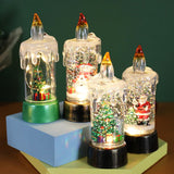 Decoratiune De Craciun Tip Lumanare, Lumanare De Cristal Cu Fulgi De Zapada, Iluminare Led, Baza Vintage Bronze - vivimall.ro