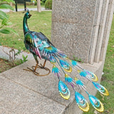 Decoratiune de Gradina cu Lampa solara, Flippy, Model Paun Pitic, Iluminare Led si Incarcare Solara, 66 x 33.5 x 26.5 cm, din Fier, Albastru Multicolor - vivimall.ro