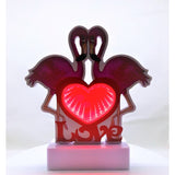 Decoratiune Luminoasa cu Baterii/Cablu Neon Flamingo Love 20 cm Alb Rece - vivimall.ro