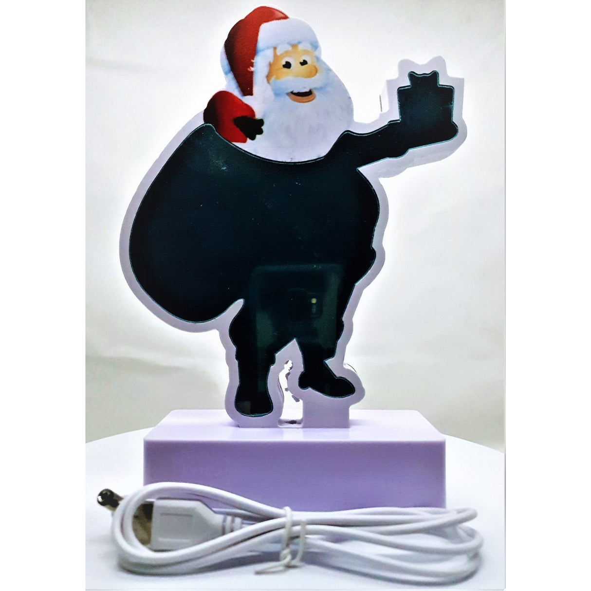 Decoratiune Luminoasa cu Baterii/USB Neon Model Mos Craciun 20 cm Alb Rece - vivimall.ro