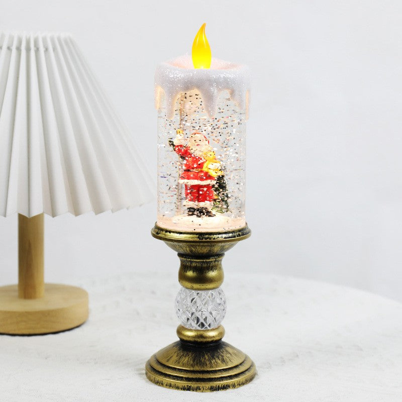 Decoratiune Luminoasa, Vivimall, Lampa de Craciun, cu Lumina LED, Ornament Model Sfesnic cu Lumanare, Mos Craciun, 26x8.5x8.5 cm, Auriu - vivimall.ro