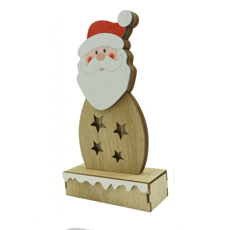 Decoratiune luminoasa, Vivimall, Mos Craciun, maro, lungime: 10 cm, latime: 5 cm, inaltime: 19 cm, lemn, interior/exterior - vivimall.ro