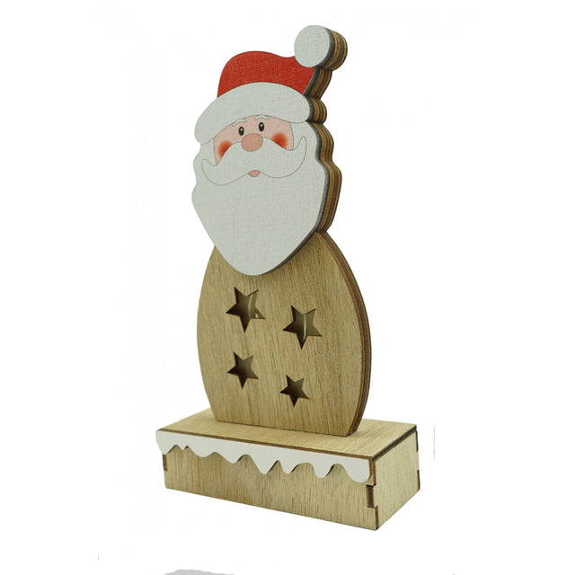 Decoratiune luminoasa, Vivimall, Mos Craciun, maro, lungime: 10 cm, latime: 5 cm, inaltime: 19 cm, lemn, interior/exterior - vivimall.ro