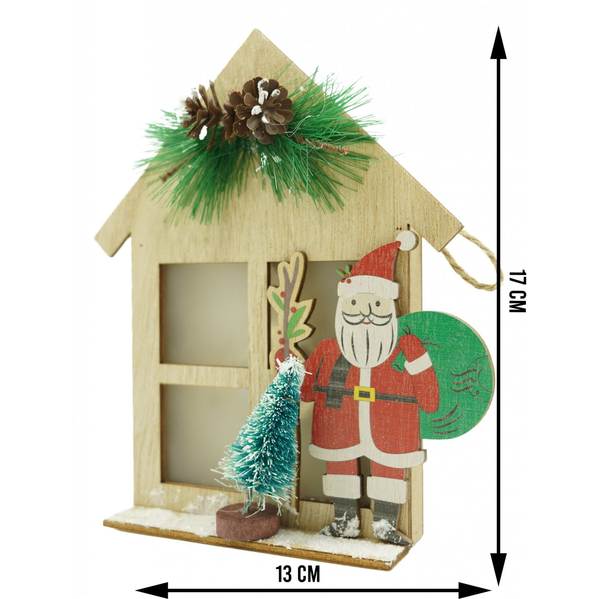 Decoratiune luminoasa, Vivimall, Mos Craciun, maro, lungime: 13 cm, latime: 5 cm, inaltime: 17 cm, lemn, interior/exterior - vivimall.ro