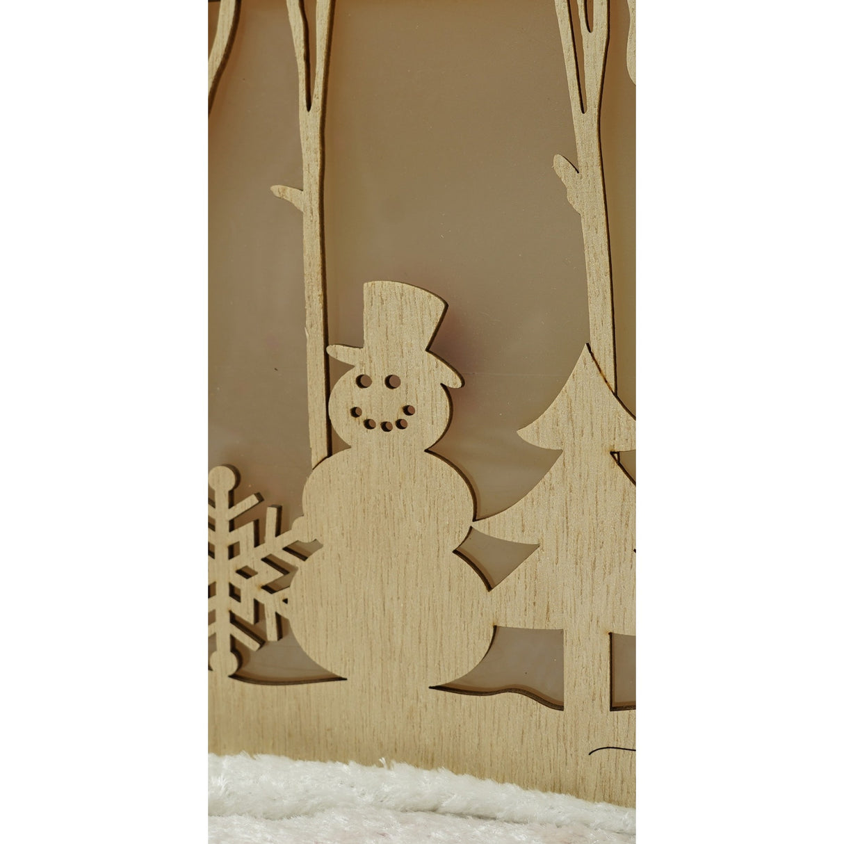 Decoratiune luminoasa, Vivimall, Peisaj de iarna - Om de zapada, maro, lungime: 21 cm, latime: 5 cm, inaltime: 16 cm, lemn, interior/exterior - vivimall.ro