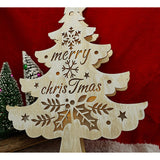 Decoratiune luminoasa, model de  Brad cu inscriptie Marry Christmas, alb, lungime: 11 cm, latime: 5 cm, inaltime: 30 cm, lemn, interior/exterior - vivimall.ro