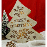 Decoratiune luminoasa, model de  Brad cu inscriptie Marry Christmas, alb, lungime: 19 cm, latime: 3 cm, inaltime: 22 cm, lemn, interior/exterior - vivimall.ro