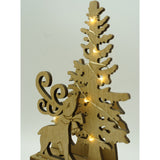 Decoratiune luminoasa, peisaj cu Cerb si Brad, maro, lungime: 11 cm, latime: 5 cm, inaltime: 19 cm, lemn, interior/exterior - vivimall.ro