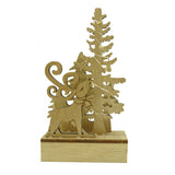Decoratiune luminoasa, peisaj cu Cerb si Brad, maro, lungime: 11 cm, latime: 5 cm, inaltime: 19 cm, lemn, interior/exterior - vivimall.ro