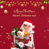 Decoratiune Mos Craciun, Vivimall, Animat, care Canta si Danseaza, cu Tobe, Imbracat Festiv, 20x17 cm Inaltime, Rosu - vivimall.ro