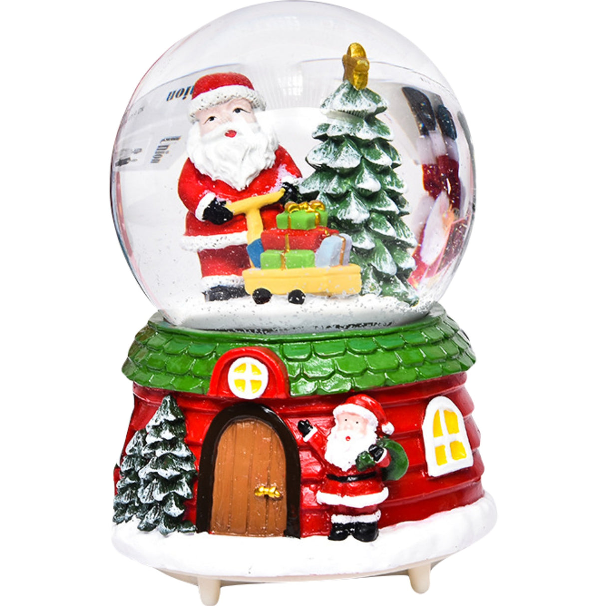 Decoratiune Muzicala Glob Cu Zapada, Cu Lumini Si Muzica, Mos Craciun, 12.5 Cm