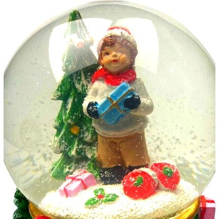 Decoratiune muzicala glob cu zapada, cu lumini si muzica, Mos Craciun, 15.5 cm, multicolor - vivimall.ro