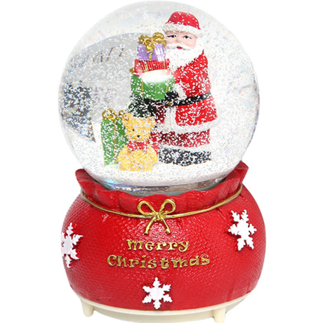 Decoratiune muzicala glob cu zapada, cu lumini si muzica, Mos Craciun, 16 cm, multicolor - vivimall.ro