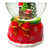 Decoratiune muzicala glob cu zapada, cu lumini si muzica, Mos Craciun cu sania, 13 cm, multicolor - vivimall.ro