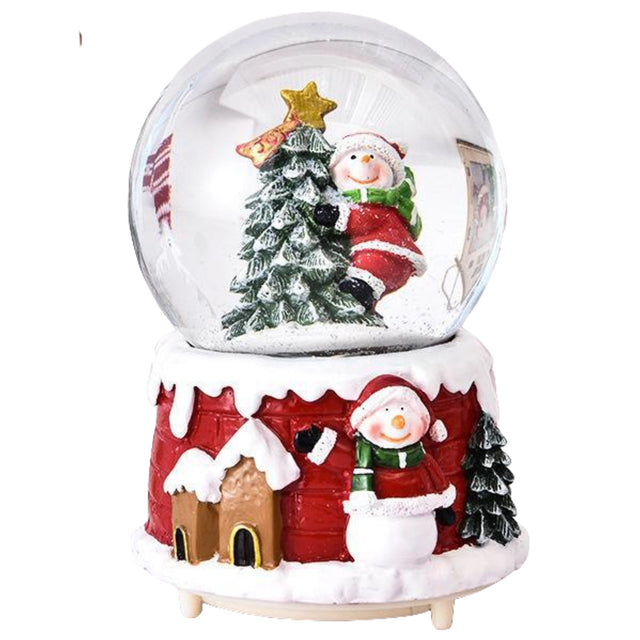 Decoratiune glob cu zapada Flippy, Mos Craciun in brad, diametru 6.5 cm, multicolor - vivimall.ro