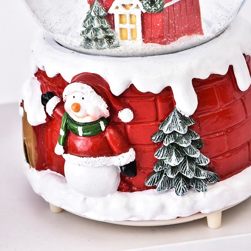 Decoratiune glob cu zapada Flippy, Mos Craciun pe casa, diametru 4.5 cm, multicolor - vivimall.ro