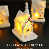 Decoratiune Ornament de Craciun, Flippy, Biserica de Craciun din Rasina, Model Biserica Mica Iluminata din Interior, 8.8 x 6 x 4.5 cm, Alb - vivimall.ro