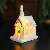 Decoratiune Ornament de Craciun, Flippy, Biserica de Craciun din Rasina, Model Biserica Mica Iluminata din Interior, 8.8 x 6 x 4.5 cm, Alb - vivimall.ro