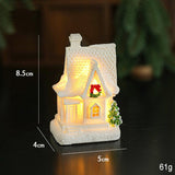 Decoratiune Ornament de Craciun, Flippy, Casuta de Craciun din Rasina, Model Casa Mica Iluminata din Interior, 8.5 x 5 x 4 cm, Alb - vivimall.ro