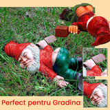 Decoratiune pentru Gradina, Vivimall, Model Pitic de Gradina Beat, Statuie Amuzanta pentru Gradina, Decor pentru Gradina, Gnom Beat, 18 cm, Rosu - vivimall.ro