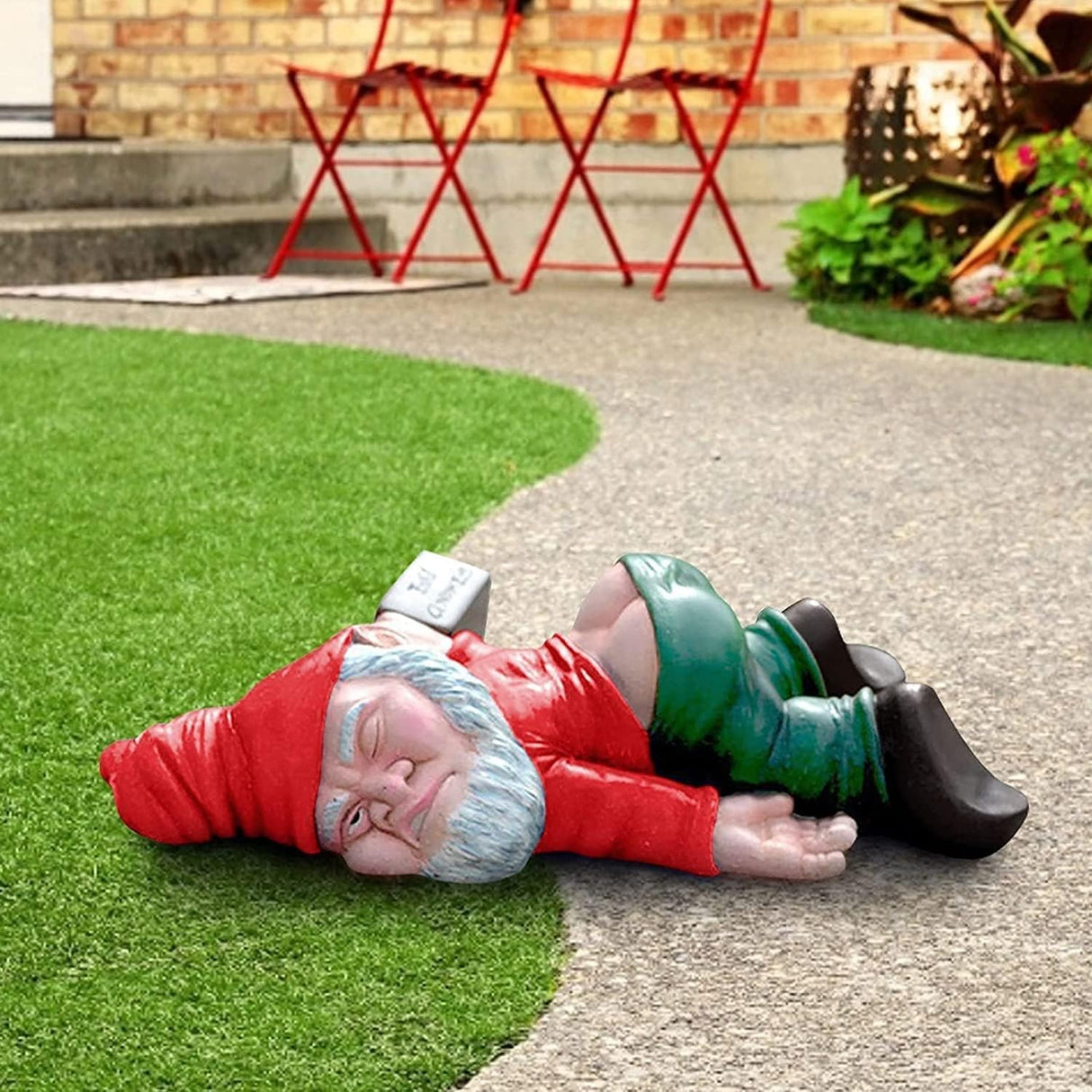 Decoratiune Pentru Gradina, Statuie Amuzanta Pentru Gradina, Decor Pentru Gradina, Gnom Beat, 18 Cm - vivimall.ro