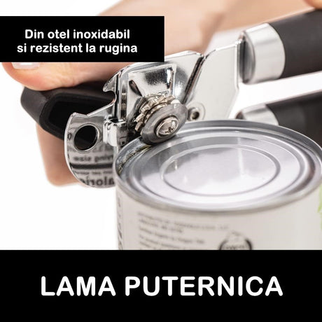 Desfacator de conserve multifunctional Vivimall, Otel inoxidabil, Maner antialunecare, ergonomic, rezistent la rugina, usor de utilizat, 21.6 x 6 cm, argintiu - vivimall.ro