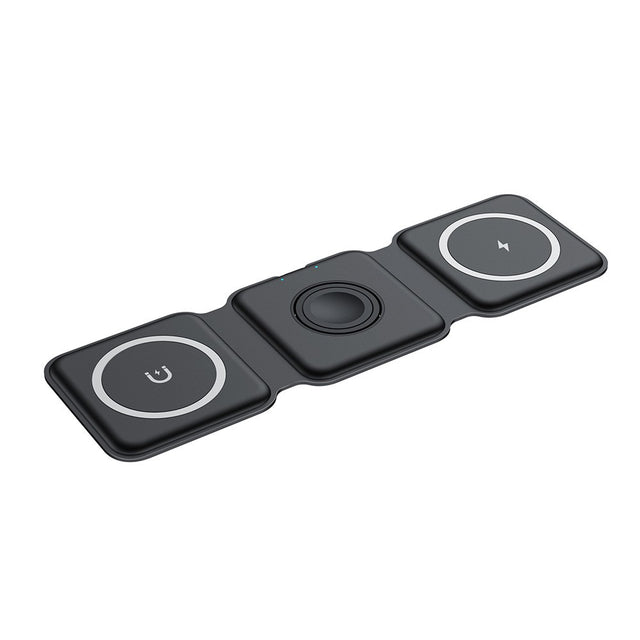 Incarcator Wireless Magnetic/Pliabil 3in1, Vivimall, Multifunctional de Birou, 15W, Compatibil cu iOS/Android, 25 x 7.5 x 1 cm, Negru - vivimall.ro