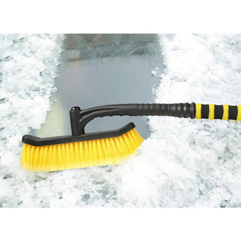 Perie de Zapada cu Racleta pentru Masina, Vivimall, Multifunctionala, Rotativa, Demontabila, cu Maner Antiderapant, Aluminiu, Plastic, Fragmentarea Ghetii de pe Parbriz, Solutia pentru Iarna, pentru Dezghetare, 54x10.5x27 cm, Galbena - vivimall.ro