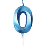 Lumanare Cifra 0, Flippy, Model Diamond, 5 x 3.4 cm, Albastru - vivimall.ro