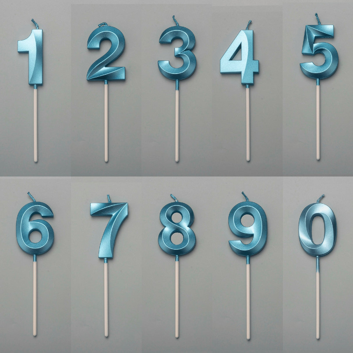 Lumanare Cifra 0, Flippy, Model Diamond, 5 x 3.4 cm, Albastru - vivimall.ro