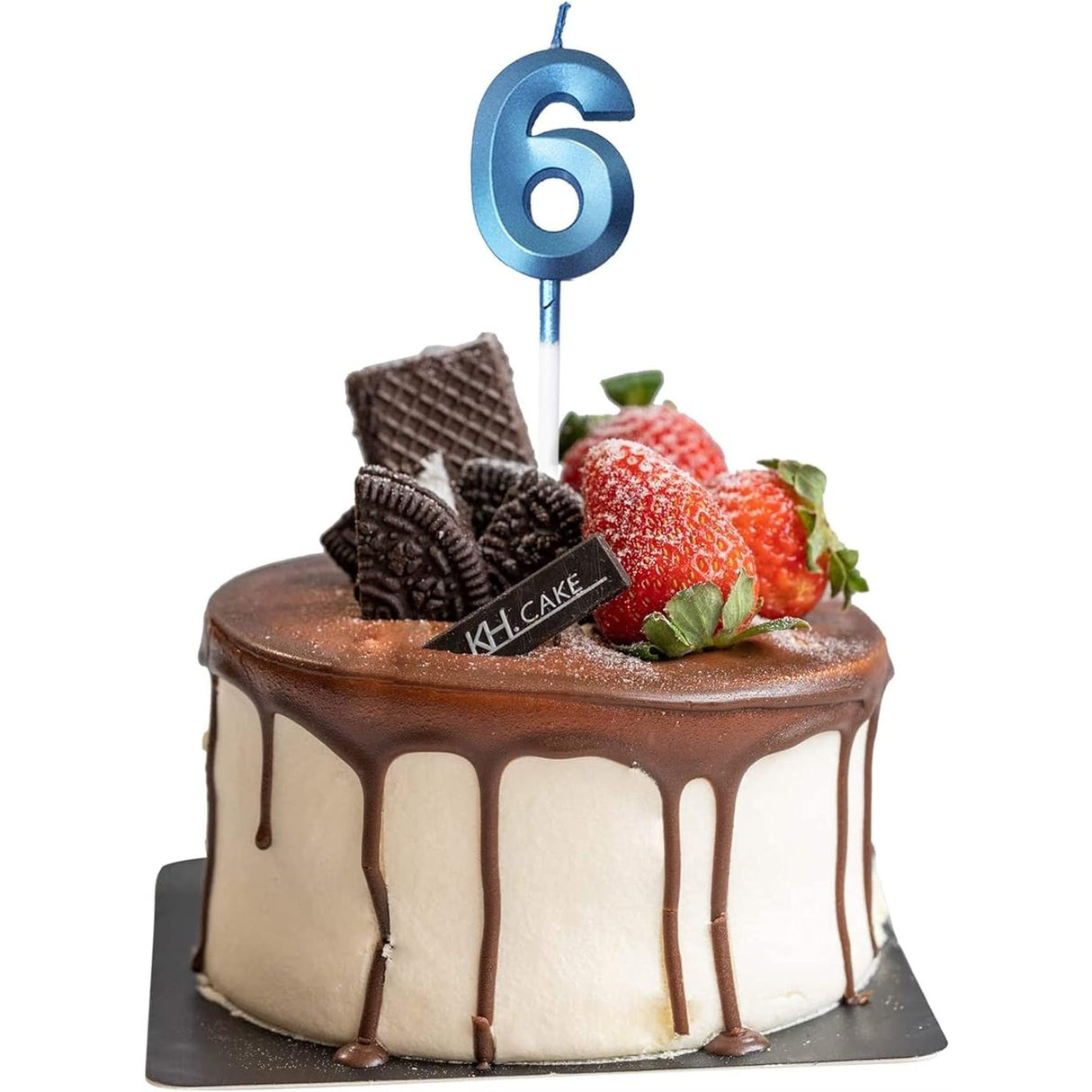 Lumanare Cifra 6, Flippy, Model Diamond, 5 x 3.4 cm, Albastru - vivimall.ro