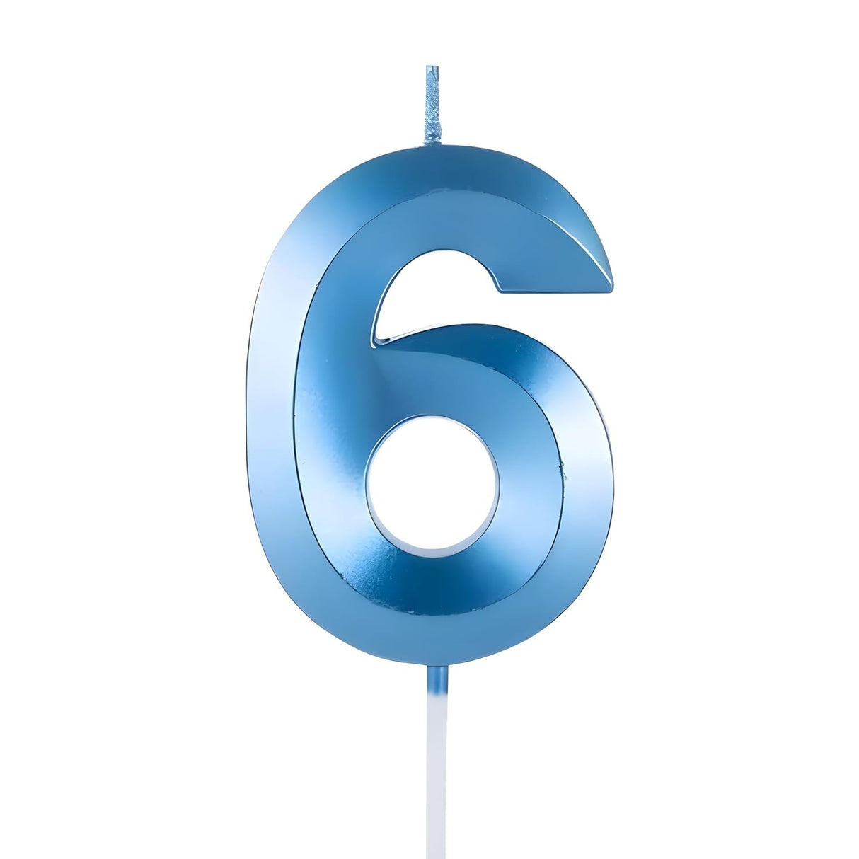 Lumanare Cifra 6, Flippy, Model Diamond, 5 x 3.4 cm, Albastru - vivimall.ro