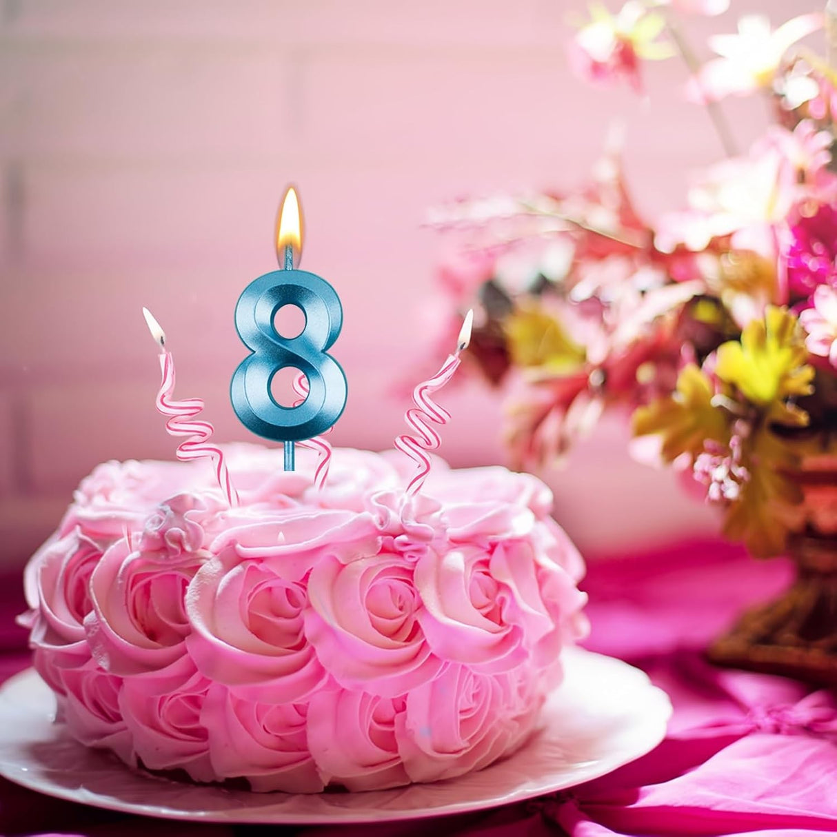 Lumanare Cifra 8, Flippy, Model Diamond, 5 x 3.4 cm, Albastru - vivimall.ro