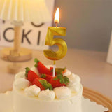 Lumanare Cifra 5, Flippy, Model Diamond, 5 x 3.4 cm, Auriu - vivimall.ro