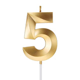 Lumanare Cifra 5, Flippy, Model Diamond, 5 x 3.4 cm, Auriu - vivimall.ro