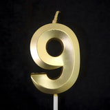 Lumanare Cifra 9, Flippy, Model Diamond, 5 x 3.4 cm, Auriu - vivimall.ro