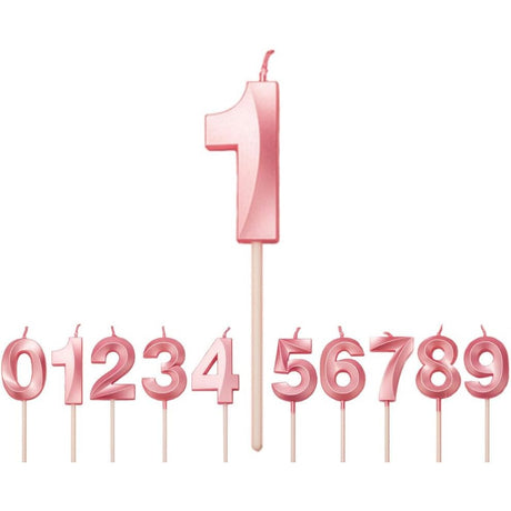 Lumanare Cifra 1, Flippy, Model Diamond, 5 x 3.4 cm, Roz - vivimall.ro