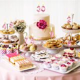 Lumanare Cifra 5, Flippy, Model Diamond, 5 x 3.4 cm, Roz - vivimall.ro