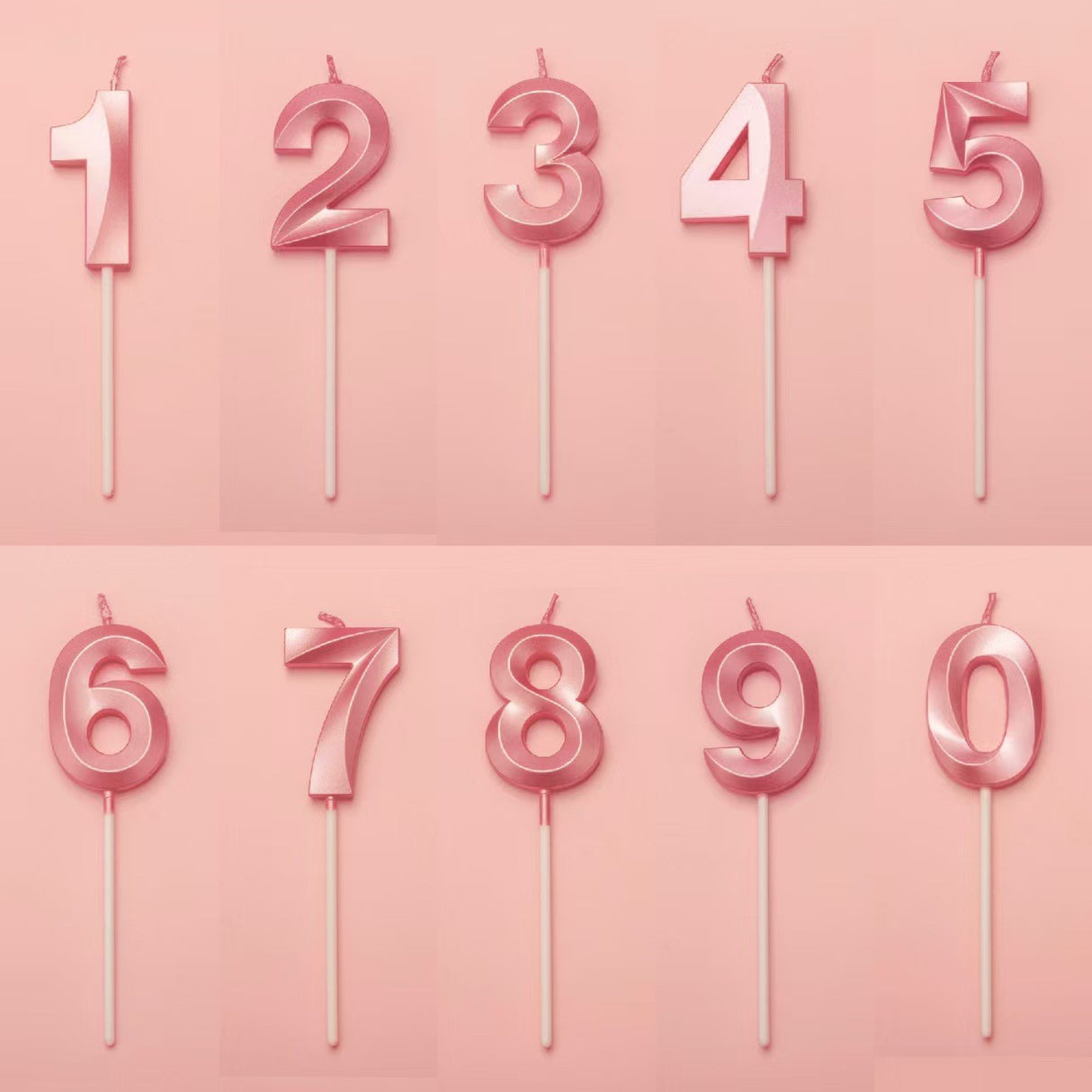 Lumanare Cifra 5, Flippy, Model Diamond, 5 x 3.4 cm, Roz - vivimall.ro