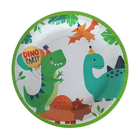 Set 10 Farfurii De Carton Happy Birthday Dino | BdayDino - vivimall.ro