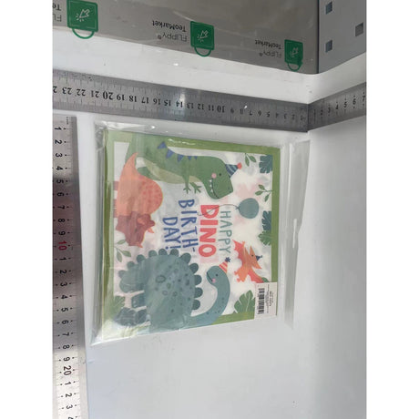 Set 20 de Servetele de Masa Happy Birthday, Vivimall, Model Dinozauri, Tematica Aniversare, 33x33 cm, Verde - vivimall.ro