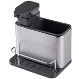 Dispenser Multifunctional, Vivimall, Dozator pentru Detergent, pentru Sapun Lichid, Dezinfectant, cu Suport pentru Ustensile, 18.5 x 18 x 12.8 cm Negru - vivimall.ro