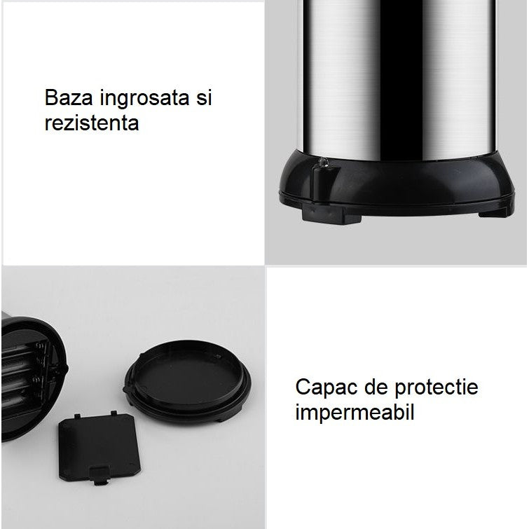 Dispenser pentru Sapun Lichid/Dezinfectant, Vivimall, cu Senzor Infrarosu de Miscare, din Otel Inoxidabil, 250 ml, 19 x 11 cm, Gri - vivimall.ro