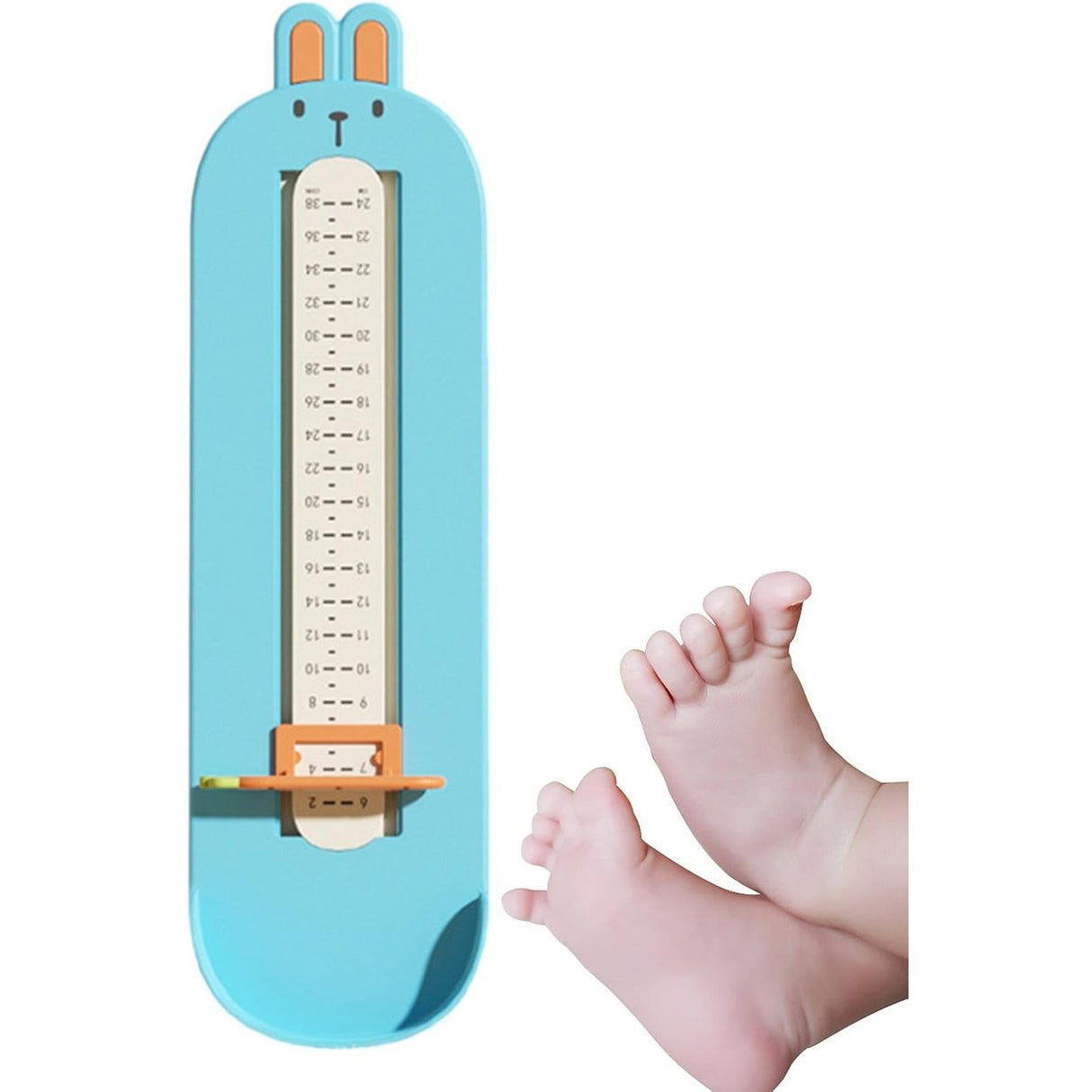 Dispozitiv de Masurat Talpa Piciorului pentru Bebelusi, Vivimall, 6-24, Model Iepuras, Albastru - vivimall.ro