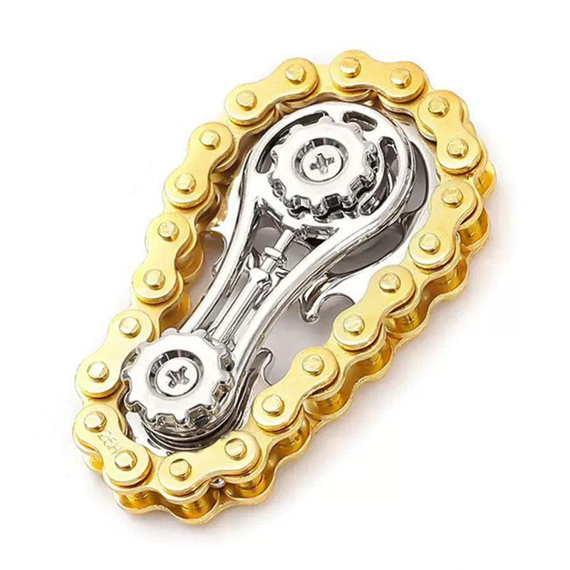Премиум антистресова играчка Fidget Spinner, алуминиев жироскоп, метална играчка за декомпресия, форма на верига за велосипедни предавки