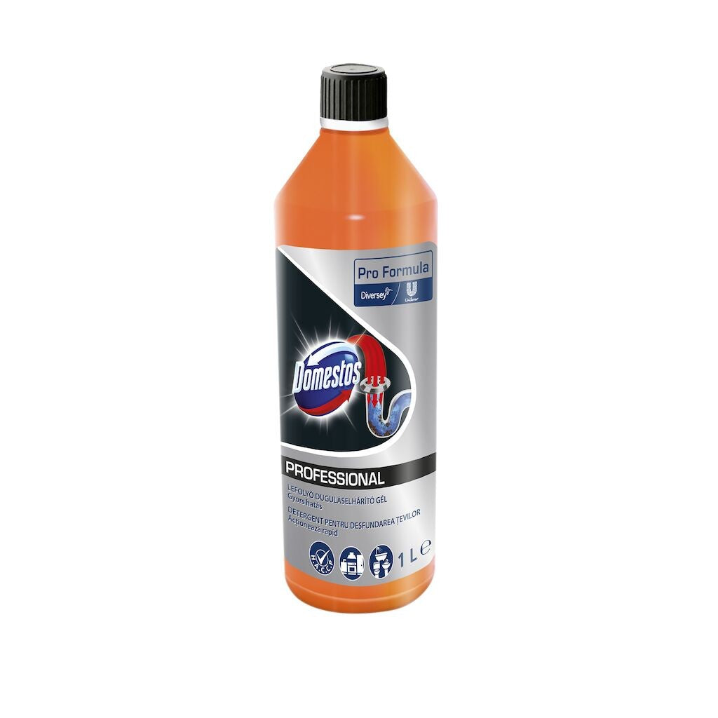 Domestos Professional Drain Unblocker Gel – Gel pentru Desfundarea Tevilor, 1 L - vivimall.ro