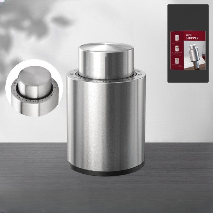 Dop de Etansare a Sticlei de Sampanie, Vivimall, Data Etansare, Reutilizabil, Usor de Depozitat si Folosit, 4.5 x 4.5 x 8 cm, Gri - vivimall.ro