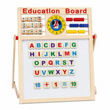 Tabla Educativa Magnetica cu Doua Fete, Flippy, Cadru din Lemn, Abac, Ceas, Litere, Cifre si Semne Matematice, Reglabila pe Inaltime, 52x36 cm - vivimall.ro
